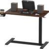 H7 Adjustable Overbed Bedside Table with Wheels Pneumatic Mobile Standing Desk Laptop Desk Rolling Computer Cart Movable Overbed Table Hospital Home Use(27.6" W x 15.7" D, White)