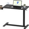 H7 Adjustable Overbed Bedside Table with Wheels Pneumatic Mobile Standing Desk Laptop Desk Rolling Computer Cart Movable Overbed Table Hospital Home Use(27.6" W x 15.7" D, White)